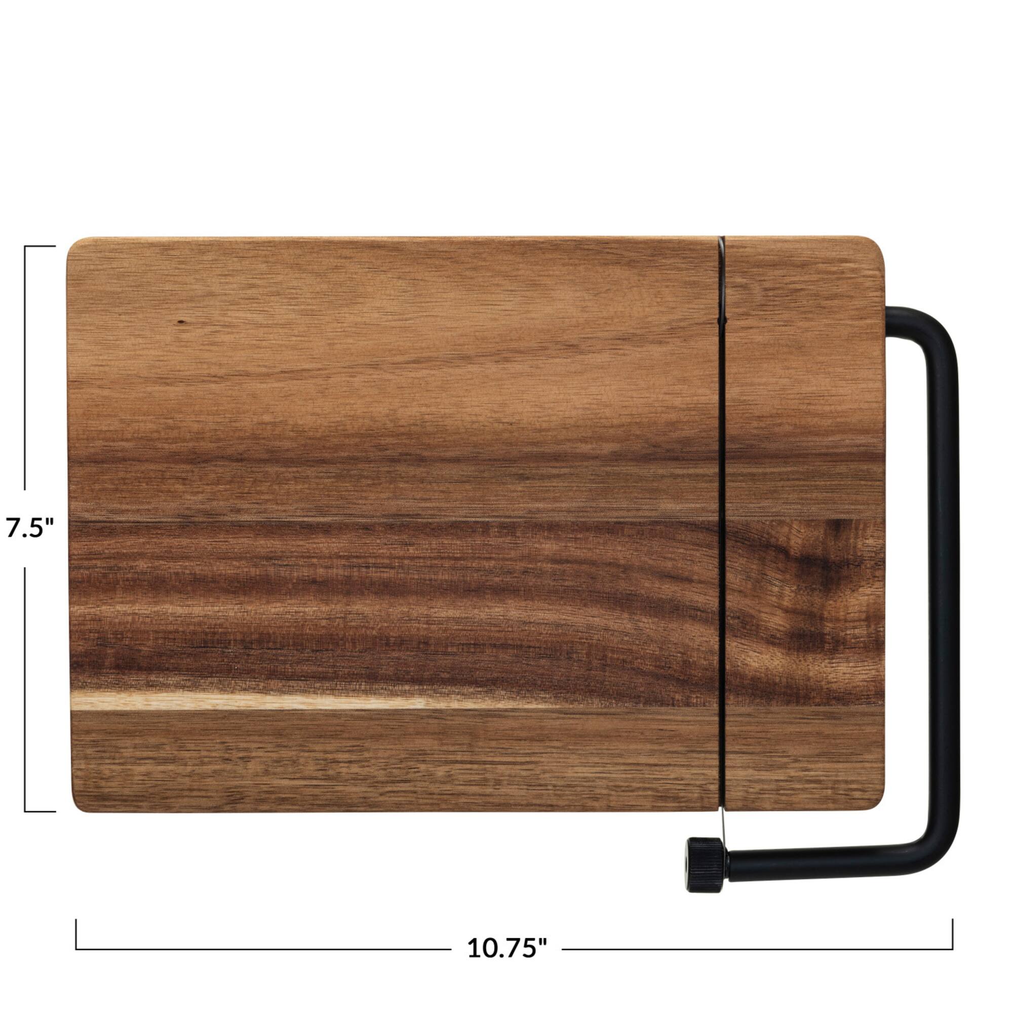 Hello Honey® Natural & Black Acacia Wood & Stainless Steel Cheese Slicer